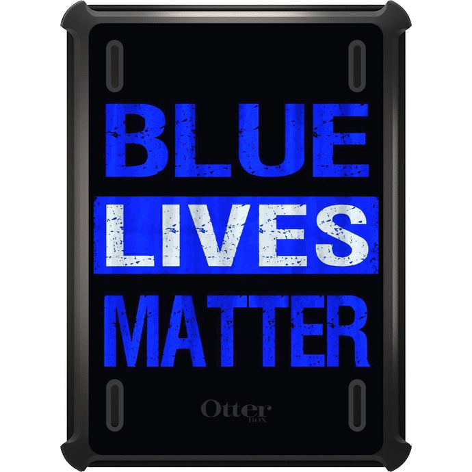 DistinctInk™ OtterBox Defender Series Case for Apple iPad / iPad Pro / iPad Air / iPad Mini - Blue Lives Matter Law Enforcement