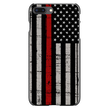 DistinctInk® Hard Plastic Snap-On Case for Apple iPhone or Samsung Galaxy - Weathered Thin Red Line