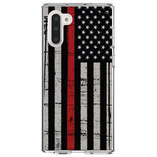 DistinctInk® Clear Shockproof Hybrid Case for Apple iPhone / Samsung Galaxy / Google Pixel - Weathered Thin Red Line US Flag