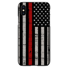 DistinctInk® Hard Plastic Snap-On Case for Apple iPhone or Samsung Galaxy - Weathered Thin Red Line