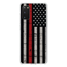 DistinctInk® Clear Shockproof Hybrid Case for Apple iPhone / Samsung Galaxy / Google Pixel - Weathered Thin Red Line US Flag