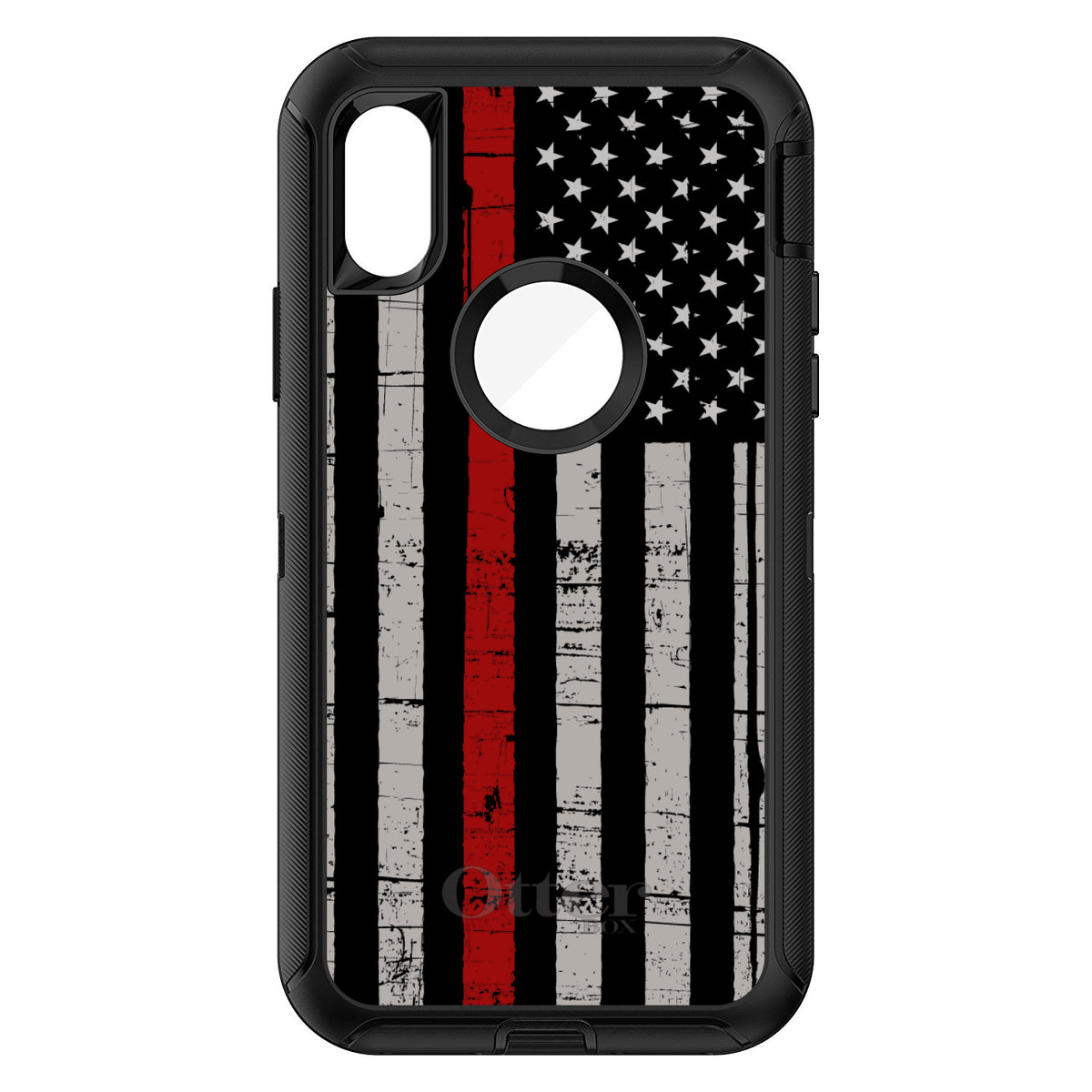 Weathered Thin Red Line OtterBox Defender Case for iPhone & Galaxy, view 3