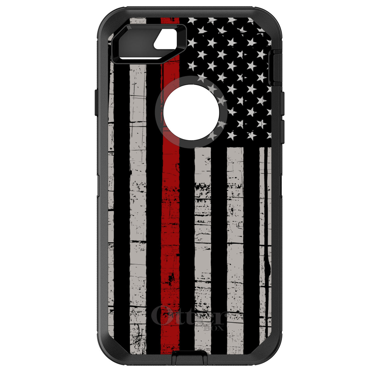 Weathered Thin Red Line OtterBox Defender Case for iPhone & Galaxy