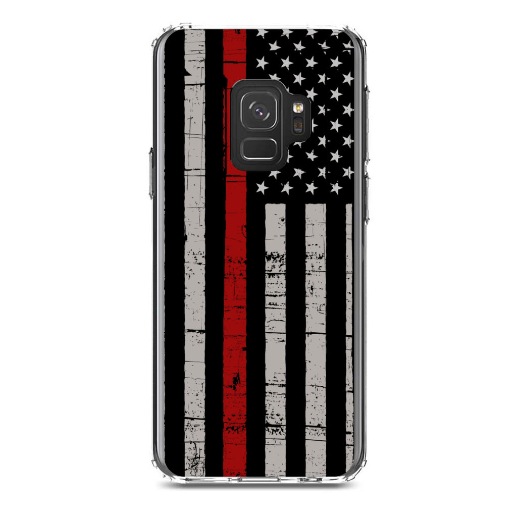 Weathered Thin Red Line US Flag Clear Shockproof iPhone Case, view 19