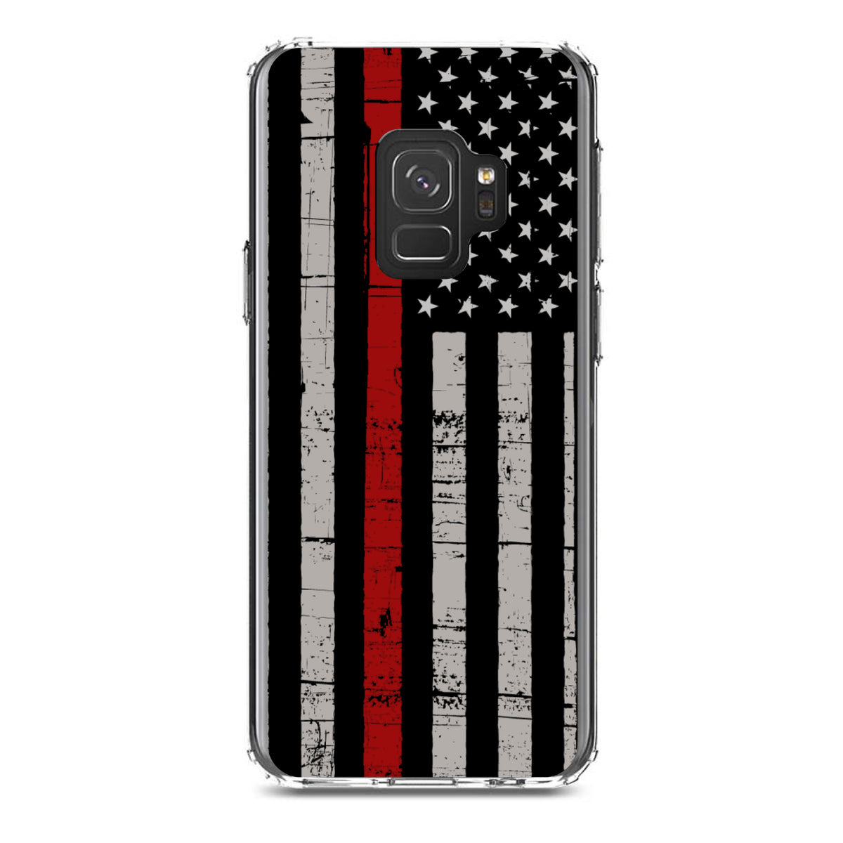 Weathered Thin Red Line US Flag Clear Shockproof iPhone Case, view 19
