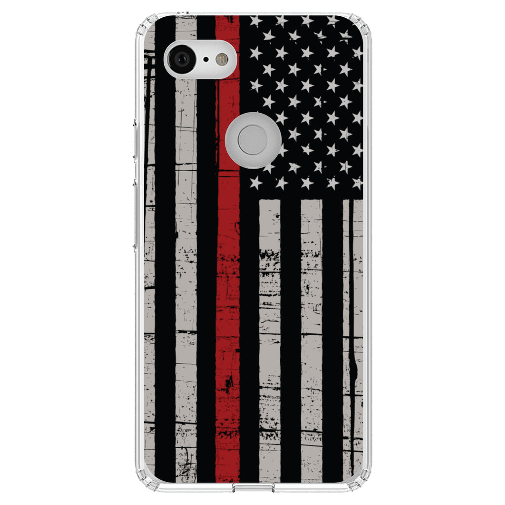 Weathered Thin Red Line US Flag Clear Shockproof iPhone Case, view 22