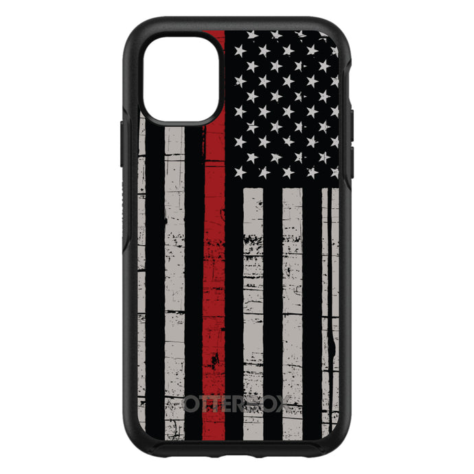 DistinctInk™ OtterBox Symmetry Series Case for Apple iPhone / Samsung Galaxy / Google Pixel - Weathered Thin Red Line