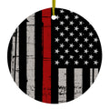 Weathered Thin Red Line US Flag Ceramic Ornament