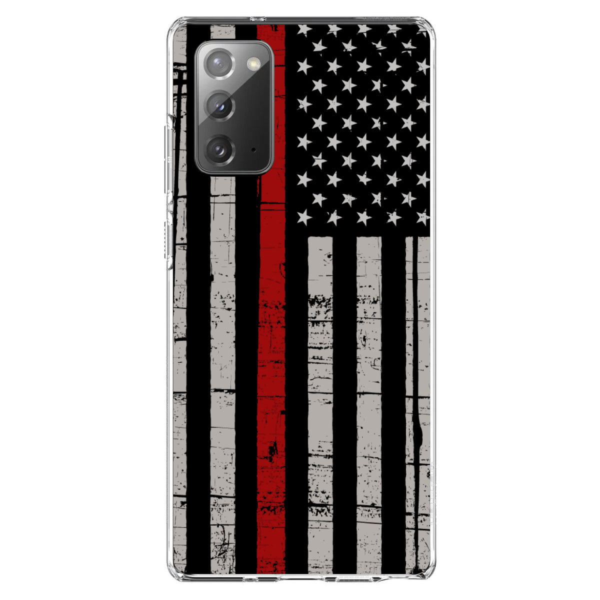 Weathered Thin Red Line US Flag Clear Shockproof iPhone Case, view 7