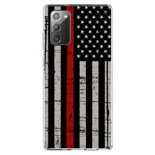 DistinctInk® Clear Shockproof Hybrid Case for Apple iPhone / Samsung Galaxy / Google Pixel - Weathered Thin Red Line US Flag