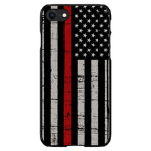 DistinctInk® Hard Plastic Snap-On Case for Apple iPhone or Samsung Galaxy - Weathered Thin Red Line