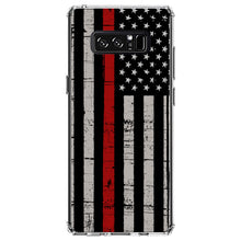 DistinctInk® Clear Shockproof Hybrid Case for Apple iPhone / Samsung Galaxy / Google Pixel - Weathered Thin Red Line US Flag