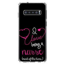 DistinctInk® Clear Shockproof Hybrid Case for Apple iPhone / Samsung Galaxy / Google Pixel - I Love Being A Nurse Most of the Time