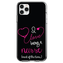 DistinctInk® Clear Shockproof Hybrid Case for Apple iPhone / Samsung Galaxy / Google Pixel - I Love Being A Nurse Most of the Time
