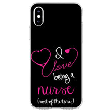 DistinctInk® Clear Shockproof Hybrid Case for Apple iPhone / Samsung Galaxy / Google Pixel - I Love Being A Nurse Most of the Time