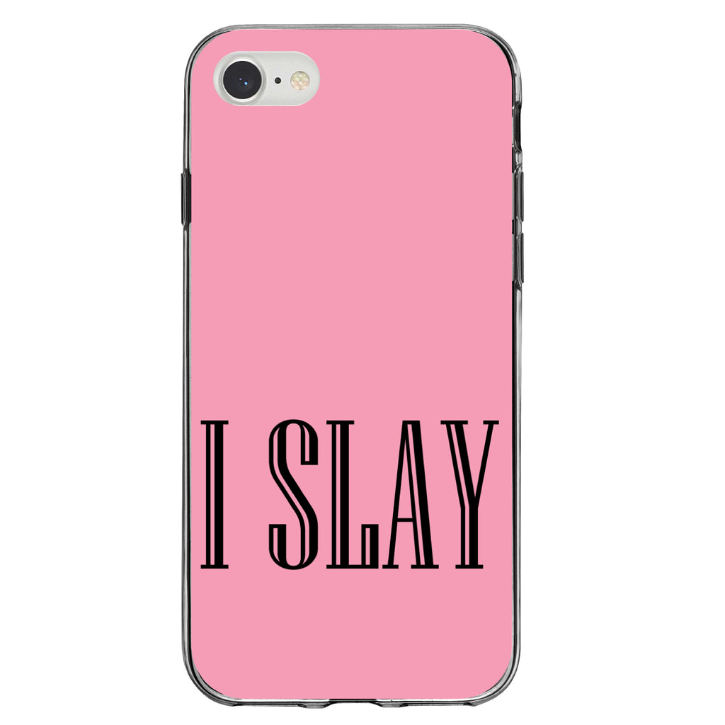 Black Pink I Slay Clear Shockproof iPhone Case, view 5