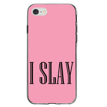 DistinctInk® Clear Shockproof Hybrid Case for Apple iPhone / Samsung Galaxy / Google Pixel - Black Pink "I Slay"