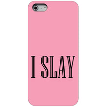 DistinctInk® Hard Plastic Snap-On Case for Apple iPhone or Samsung Galaxy - Black Pink "I Slay"