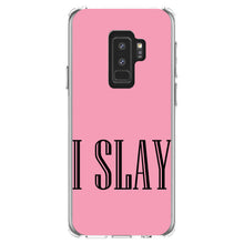 DistinctInk® Clear Shockproof Hybrid Case for Apple iPhone / Samsung Galaxy / Google Pixel - Black Pink "I Slay"