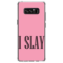 DistinctInk® Clear Shockproof Hybrid Case for Apple iPhone / Samsung Galaxy / Google Pixel - Black Pink "I Slay"