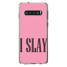 DistinctInk® Clear Shockproof Hybrid Case for Apple iPhone / Samsung Galaxy / Google Pixel - Black Pink "I Slay"