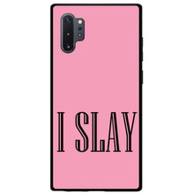 DistinctInk® Hard Plastic Snap-On Case for Apple iPhone or Samsung Galaxy - Black Pink "I Slay"