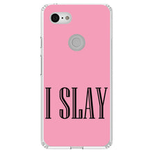 DistinctInk® Clear Shockproof Hybrid Case for Apple iPhone / Samsung Galaxy / Google Pixel - Black Pink "I Slay"