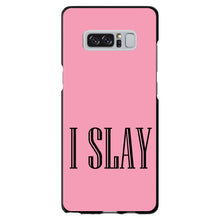 DistinctInk® Hard Plastic Snap-On Case for Apple iPhone or Samsung Galaxy - Black Pink "I Slay"