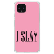 DistinctInk® Clear Shockproof Hybrid Case for Apple iPhone / Samsung Galaxy / Google Pixel - Black Pink "I Slay"