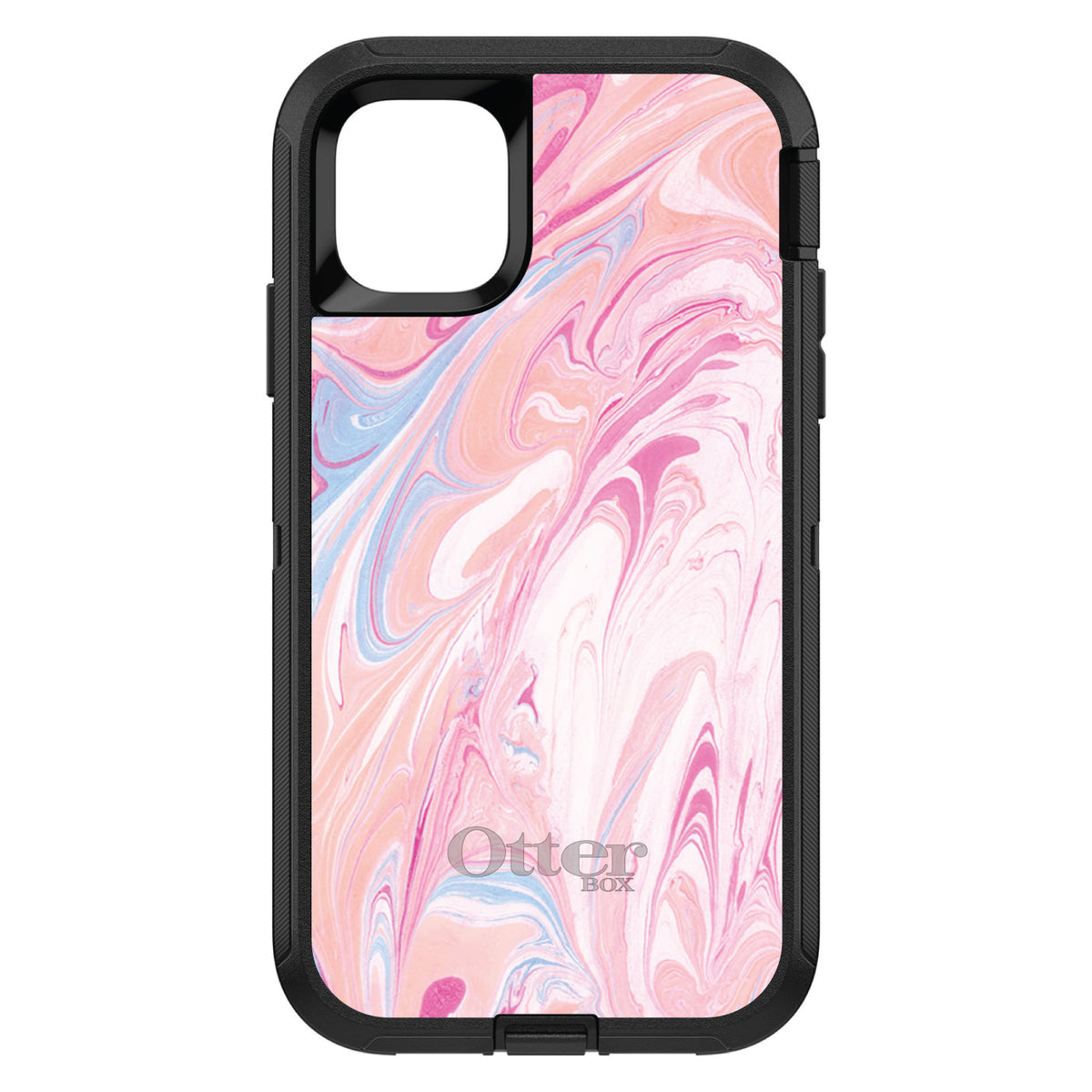 Pink Blue White Marble OtterBox Defender Case for iPhone & Galaxy, view 2