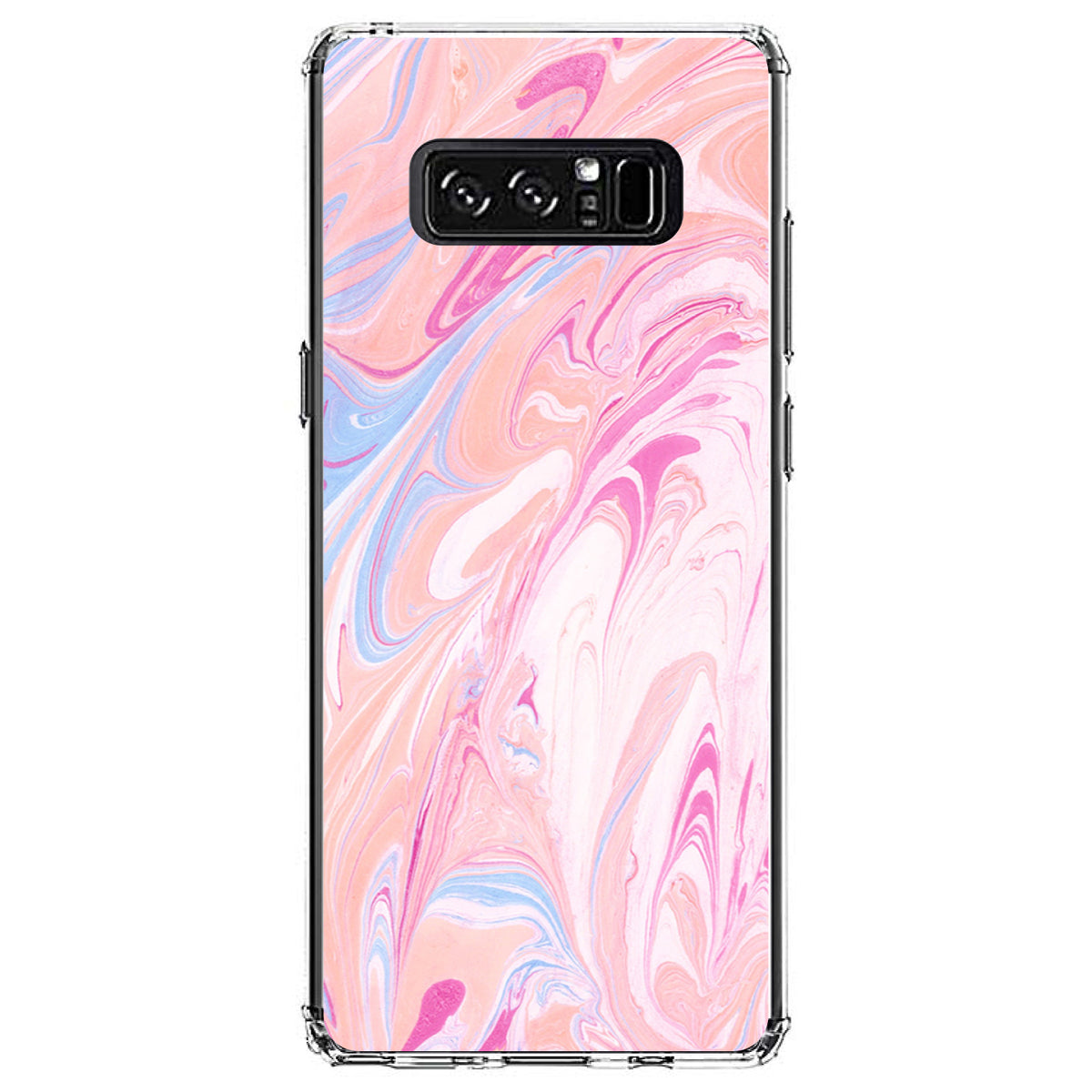 Pink Blue White Marble Image Print Clear Shockproof iPhone Case, view 12