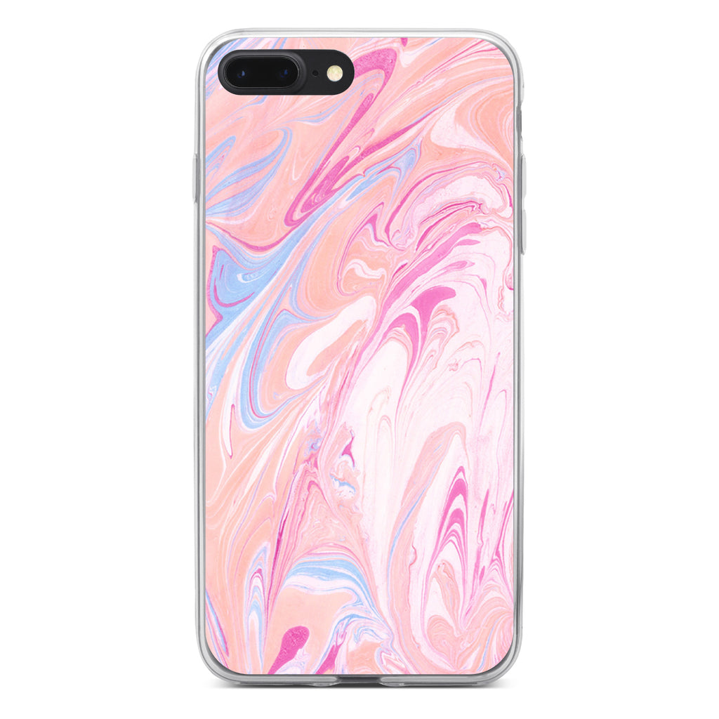 Pink Blue White Marble Image Print Clear Shockproof iPhone Case, view 6