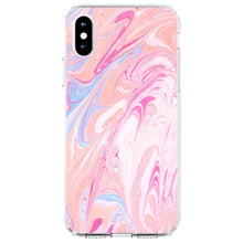DistinctInk® Clear Shockproof Hybrid Case for Apple iPhone / Samsung Galaxy / Google Pixel - Pink Blue White Marble Image Print