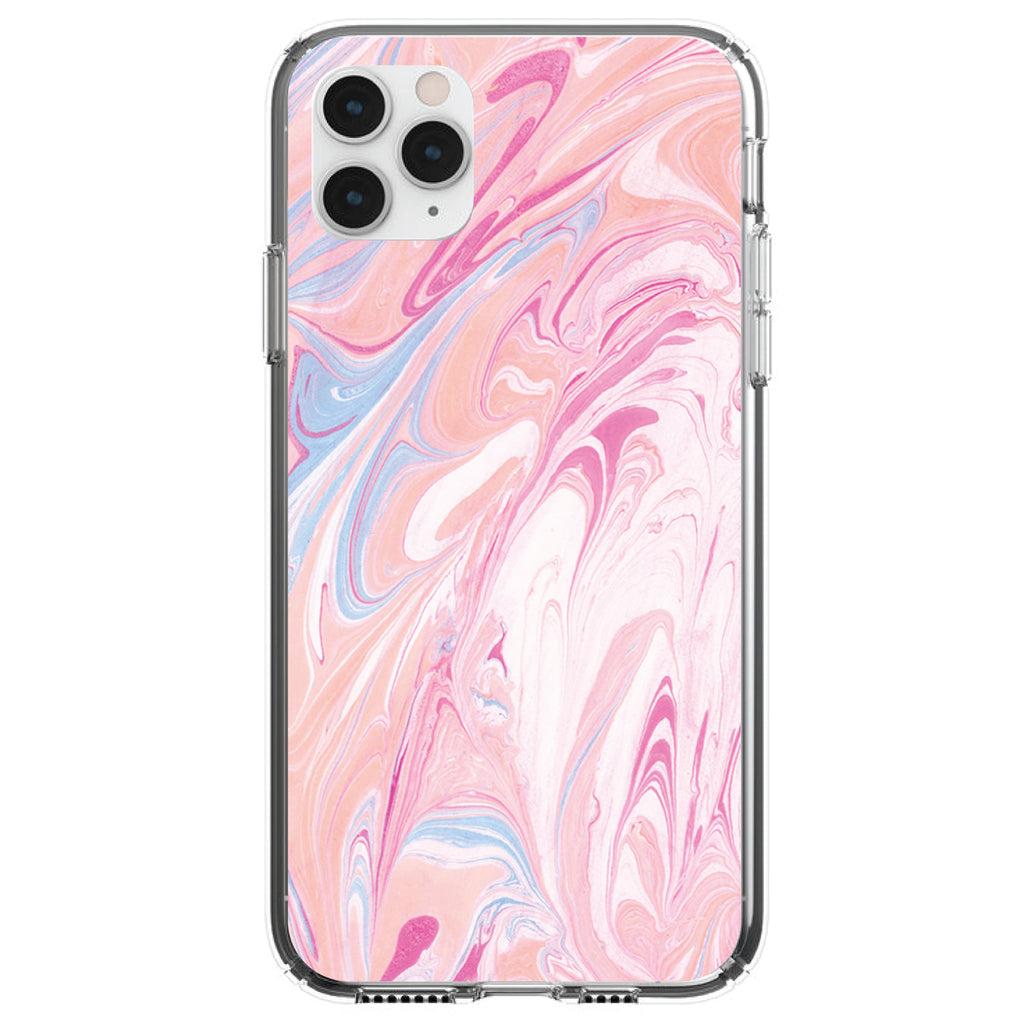 Pink Blue White Marble Image Print Clear Shockproof iPhone Case