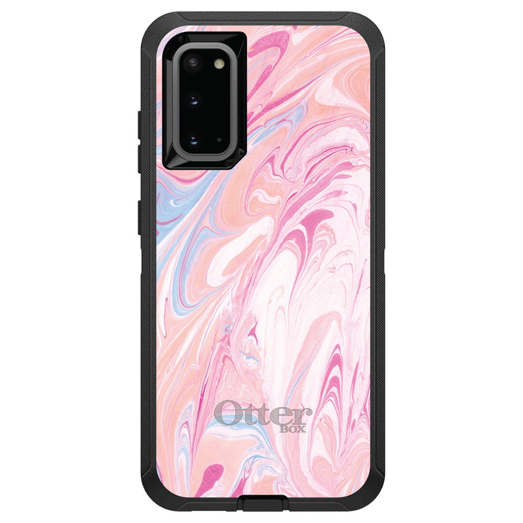 Pink Blue White Marble OtterBox Defender Case for iPhone & Galaxy, view 8