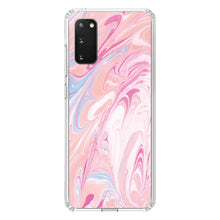 DistinctInk® Clear Shockproof Hybrid Case for Apple iPhone / Samsung Galaxy / Google Pixel - Pink Blue White Marble Image Print
