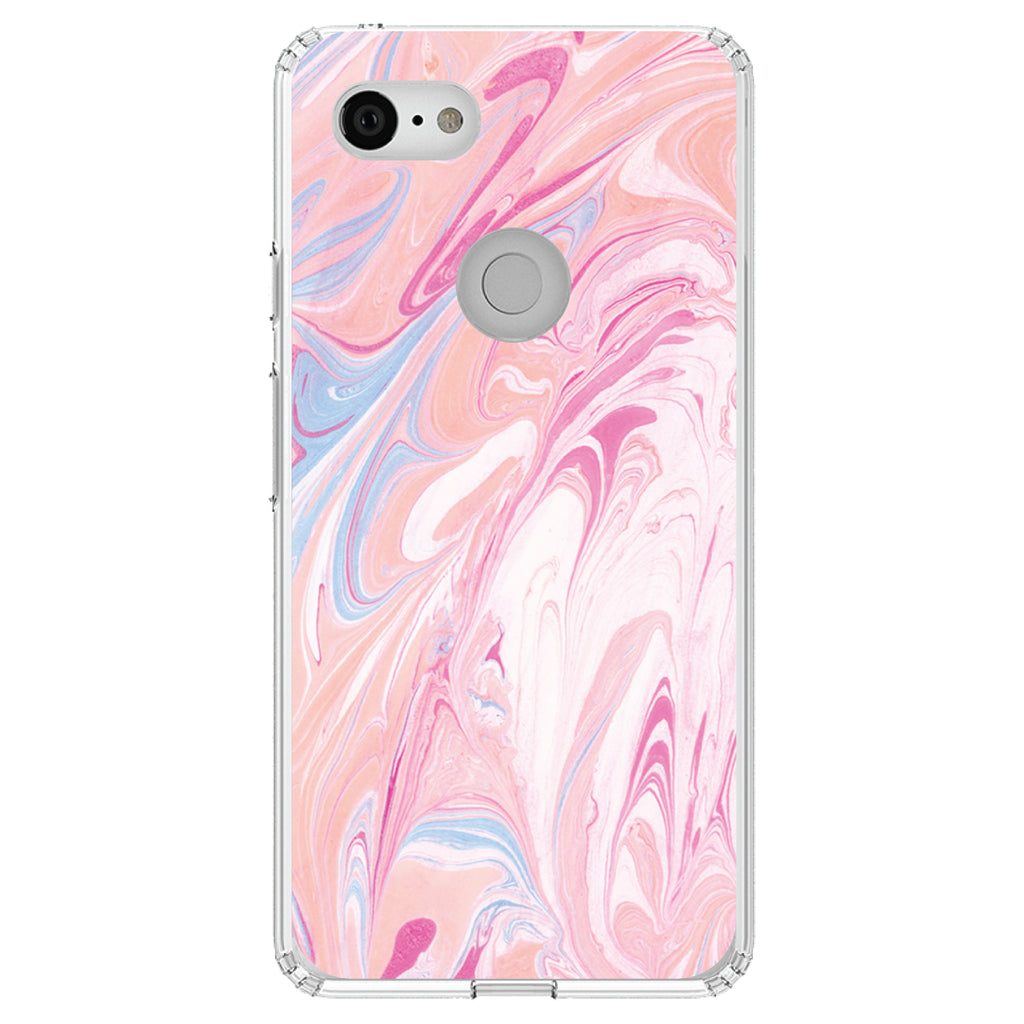 Pink Blue White Marble Image Print Clear Shockproof iPhone Case, view 21