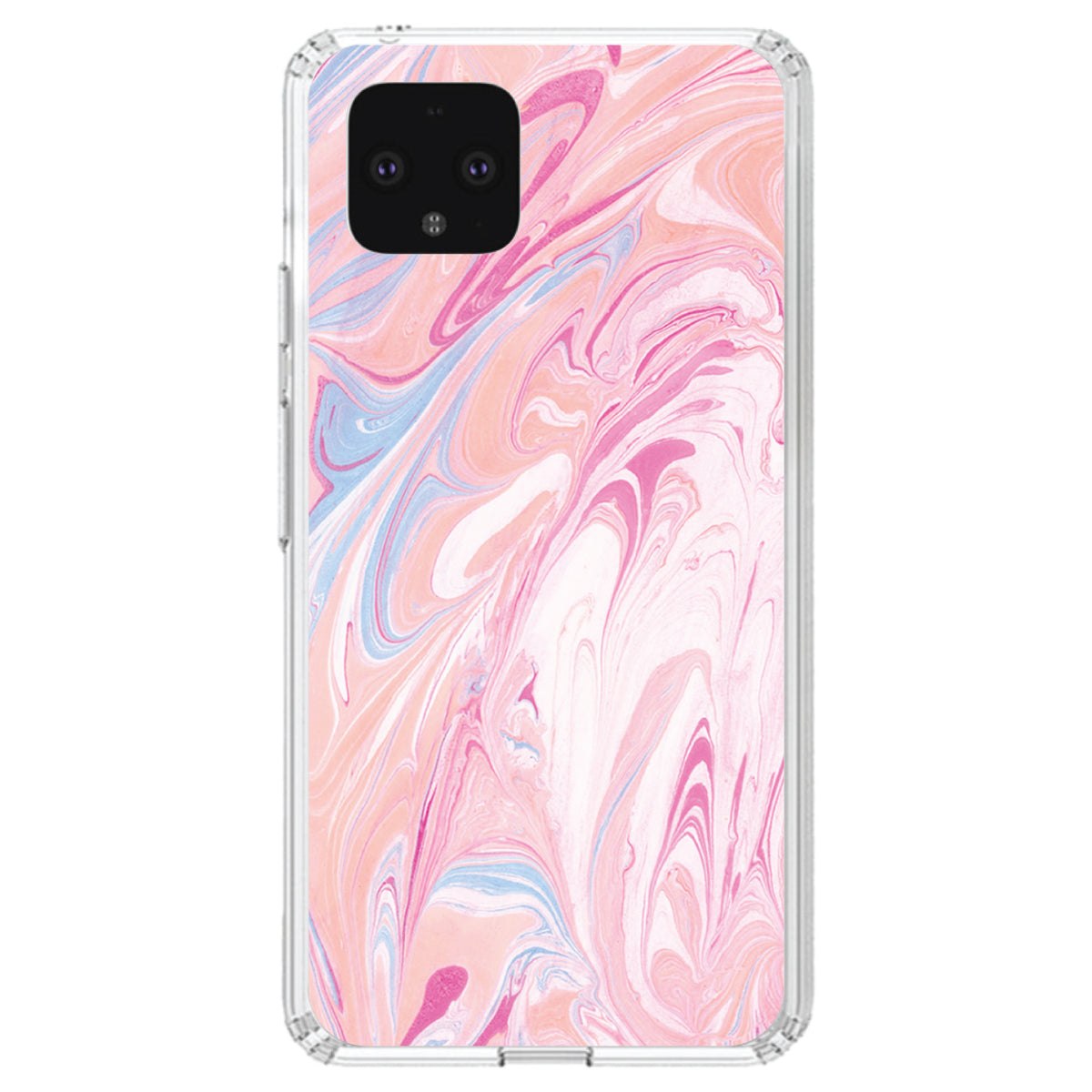 Pink Blue White Marble Image Print Clear Shockproof iPhone Case, view 24