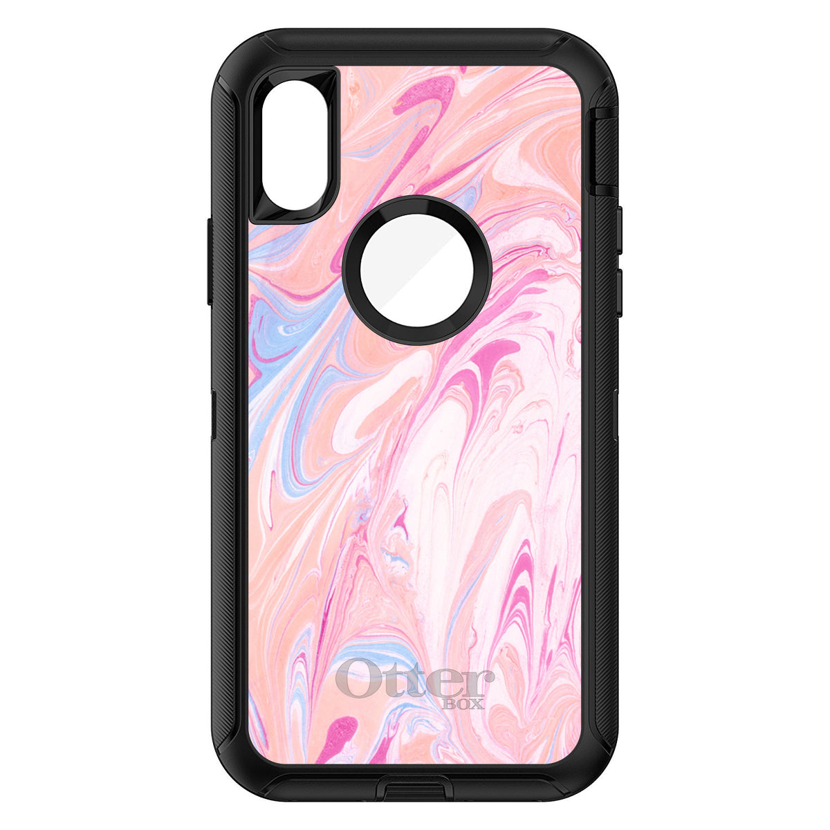 Pink Blue White Marble OtterBox Defender Case for iPhone & Galaxy, view 3