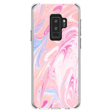 DistinctInk® Clear Shockproof Hybrid Case for Apple iPhone / Samsung Galaxy / Google Pixel - Pink Blue White Marble Image Print