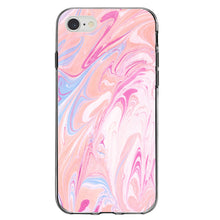 DistinctInk® Clear Shockproof Hybrid Case for Apple iPhone / Samsung Galaxy / Google Pixel - Pink Blue White Marble Image Print