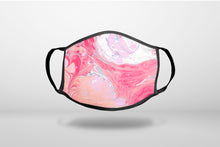 Hot Pink Blue White Marble Image Print - 3-Ply Reusable Soft Face Mask Covering, Unisex, Cotton Inner Layer