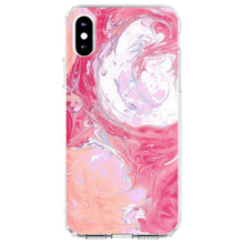 DistinctInk® Clear Shockproof Hybrid Case for Apple iPhone / Samsung Galaxy / Google Pixel - Hot Pink Blue White Marble Image Print