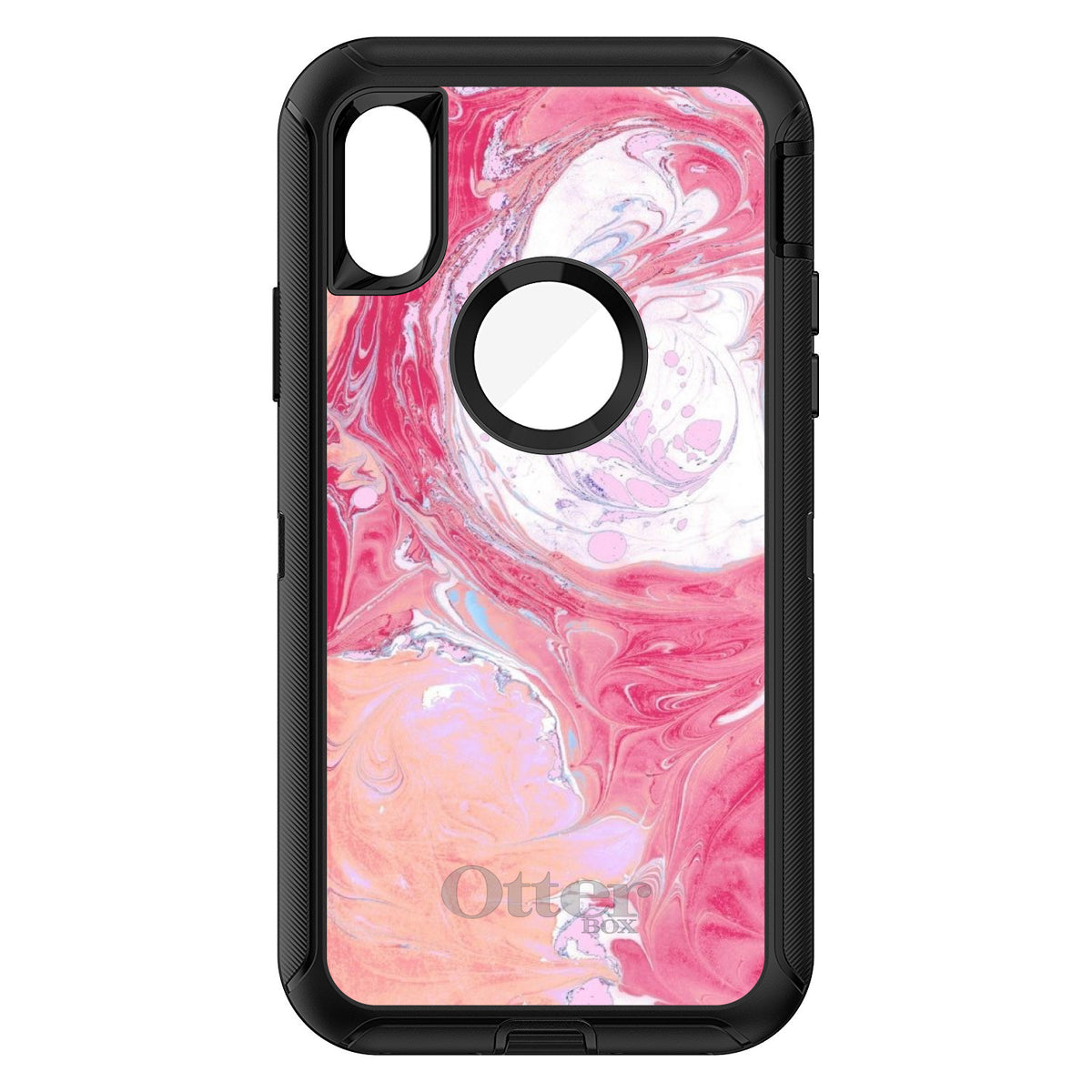 Hot Pink Blue White Marble OtterBox Defender Case for iPhone & Galaxy, view 3