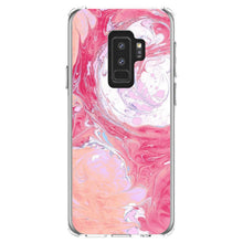 DistinctInk® Clear Shockproof Hybrid Case for Apple iPhone / Samsung Galaxy / Google Pixel - Hot Pink Blue White Marble Image Print