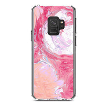 DistinctInk® Clear Shockproof Hybrid Case for Apple iPhone / Samsung Galaxy / Google Pixel - Hot Pink Blue White Marble Image Print
