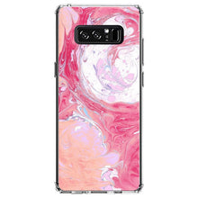DistinctInk® Clear Shockproof Hybrid Case for Apple iPhone / Samsung Galaxy / Google Pixel - Hot Pink Blue White Marble Image Print