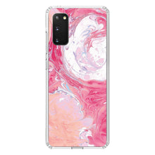 DistinctInk® Clear Shockproof Hybrid Case for Apple iPhone / Samsung Galaxy / Google Pixel - Hot Pink Blue White Marble Image Print