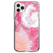 DistinctInk® Clear Shockproof Hybrid Case for Apple iPhone / Samsung Galaxy / Google Pixel - Hot Pink Blue White Marble Image Print