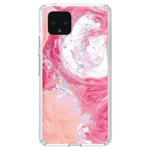 DistinctInk® Clear Shockproof Hybrid Case for Apple iPhone / Samsung Galaxy / Google Pixel - Hot Pink Blue White Marble Image Print